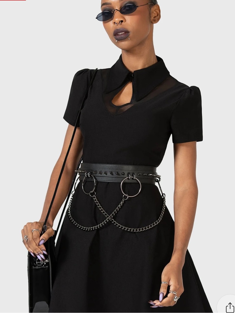 Killstar Black Gothic Studded Chain Waist Belt